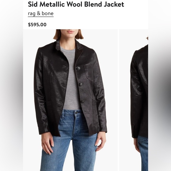 Rag & Bone Black Blazer with Metallic Sheen size 6 - Picture 1 of 11